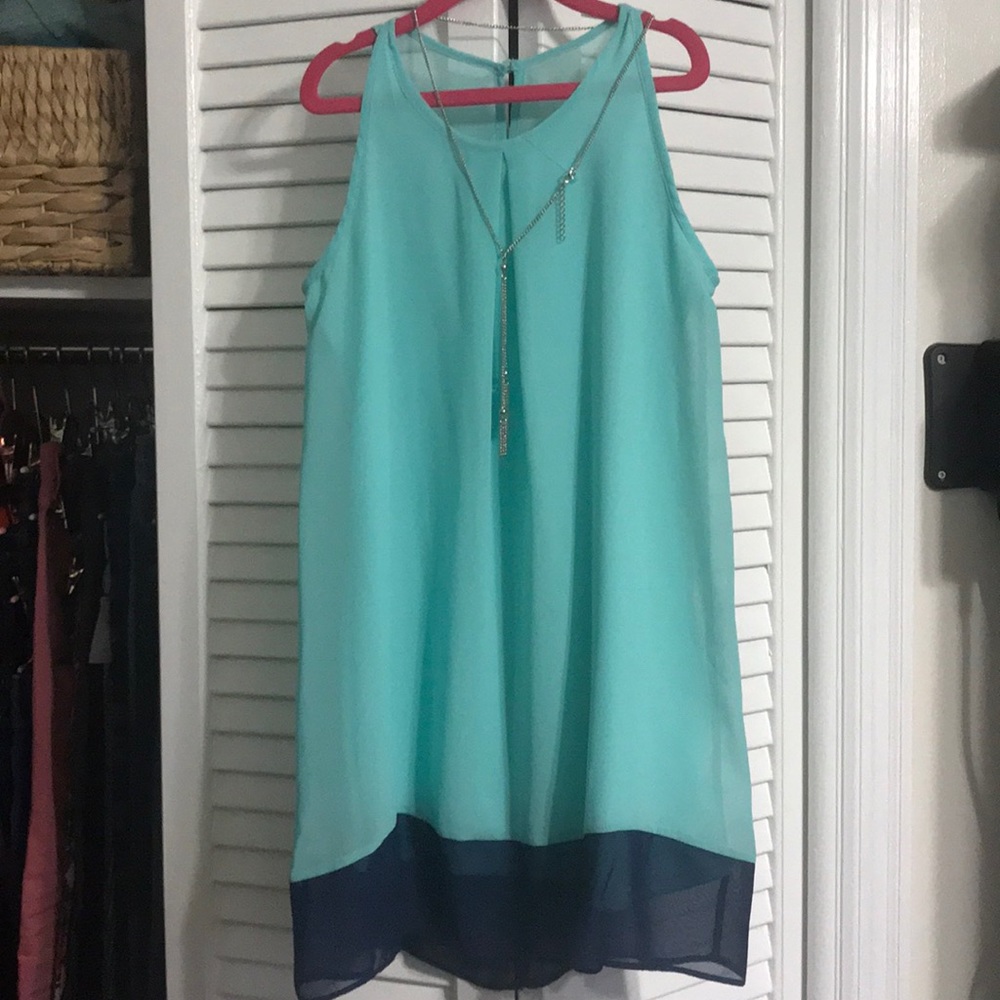 Seafoam and navy color dress